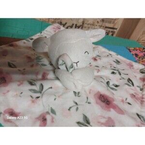 Modern Moments Gerber Ivory Sheep Lovey Security Baby Blanket Pink Floral Plush